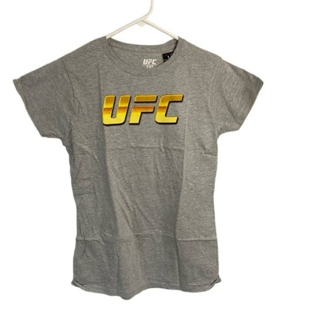 UFC Womens Size XL Heather Gray Gold Short Sleeve T Shirt 100% Cotton 2021